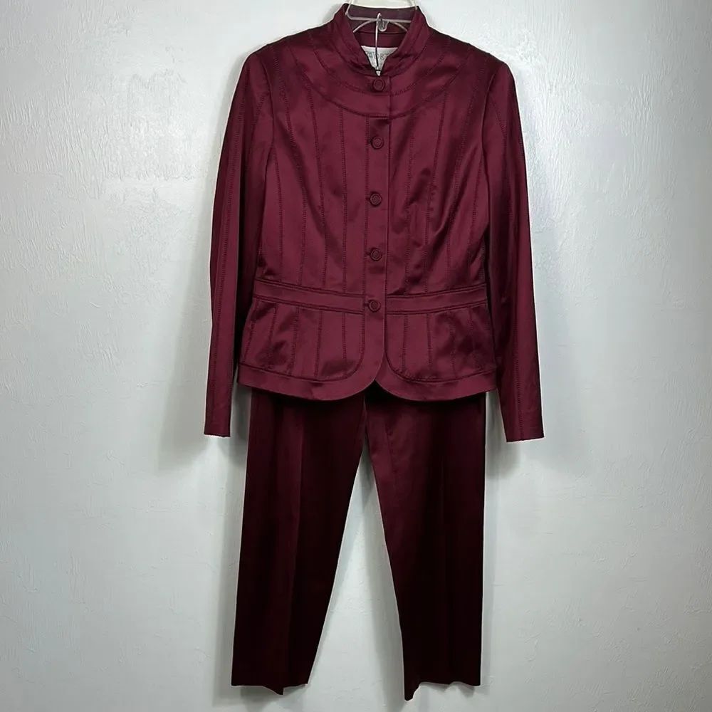 Worth Cotton Blend Burgundy Women's Pant Suit Set Size 8/10